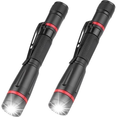 Set mit 2 Mini-LED-Taschenlampen – mit Clip – zoombar – wasserdicht – für Wandern, Camping, Notfälle und Outdoor-Aktivitäten (1/3)