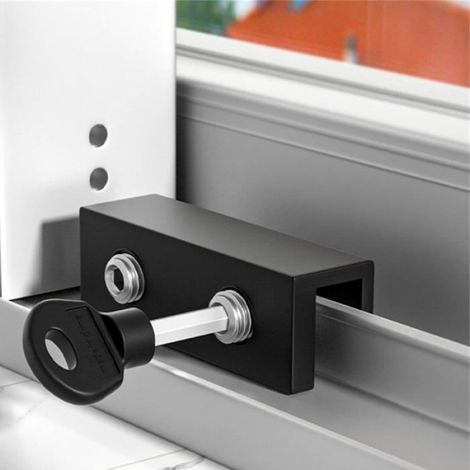 Verrou De Fenêtre Coulissante - Réglable - Limiteur De Sécurité - Pour Rails 10 mm - Noir - 1 Pièce (1/4)