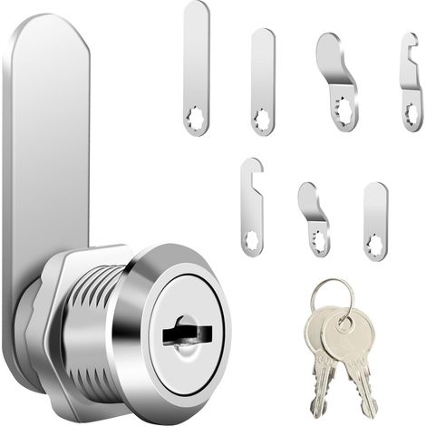Serrure Métallique 20 mm, avec 7 Plaques de Serrure Différentes et 2 Clés, pour Boîte aux Lettres, Armoire, Casier, Boîte à Outils, Classeur (1/5)