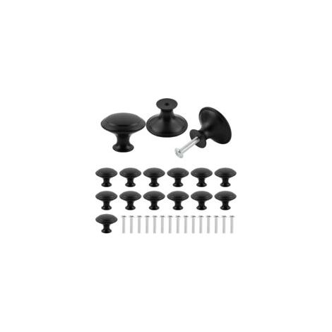 16 pezzi di pomelli neri opachi per cassetti e ante, pomelli neri per mobili, pomello rotondo nero da 30 mm, maniglia rotonda nera per cucina con viti per cassetti, armadi, porte e bagno - Crezuo