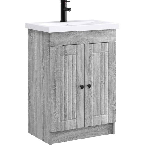 Badezimmermöbel-Set Grau Sonoma 56 x 37,5 x 81 cm Holzwerkstoff vidaXL