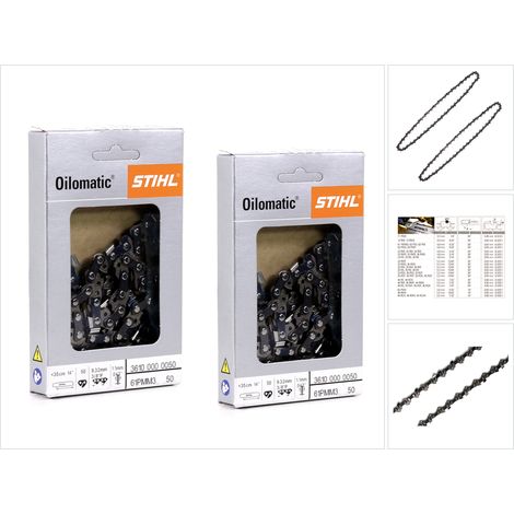 2x STIHL Oilomatic Sägekette Picco Micro Mini 3 (PMM3) Halbmeißel 3/8"P  1,1mm 35 cm ( 3610 000 0050 )