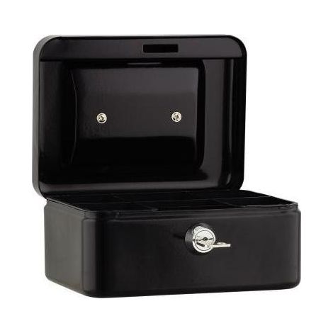 NEUTRALWARE Geldkassette 15,2 x 8 x 11,8 cm (B x H x T) 4 Fächer für Hartgeld mit Schloss Stahl schwarz
