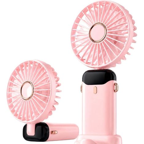 Ventilateur portable à 5 vitesses avec affichage LED - Mini ventilateur pliable et rechargeable - Idéal pour le bureau, les voyages et la chambre - Rose - Accessoire indispensable pour l'été
