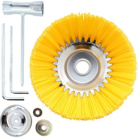 Tête de Brosse en Nylon pour Débroussailleuse, 200 mm x 25,4 mm, Kit de Brosse de Désherbage Ronde Universel Facile à Installer et Désherbage Efficace (1/4)