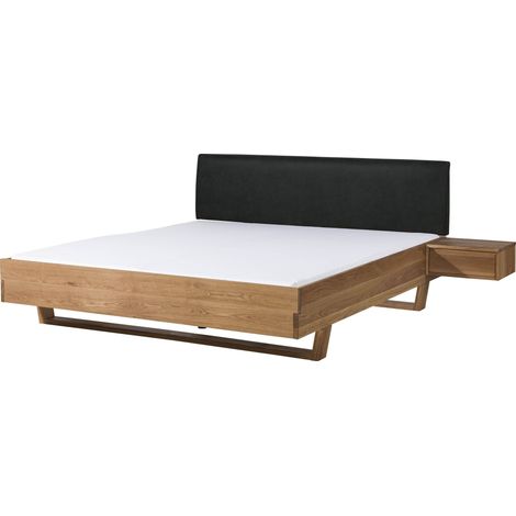 Letto in legno di rovere  180x200x86 oliato naturale con comodino a destra testiera antracite FICHTELBERG 31