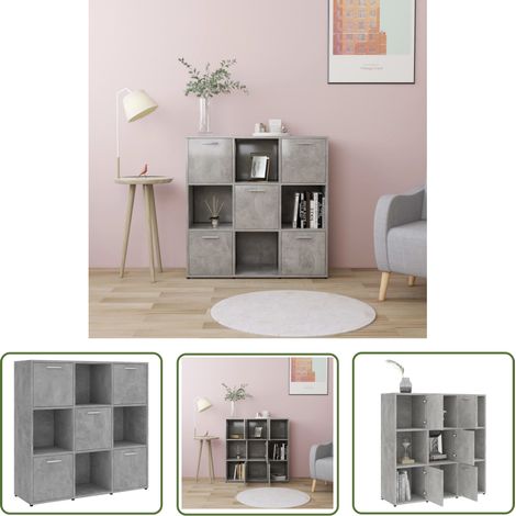 The Living Store Bibliothèque Gris béton 90x30x90 cm Bois d’ingénierie - Bibliothèque - Meuble De Rangement - Étagère - Bibliothèque Grise - Bibliothèque Design (1/5)