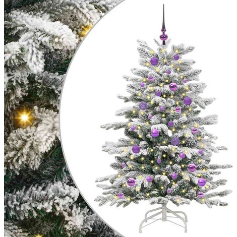 Sapin de Noël,Arbre de Noël Artificiel à Branches Articulées Blanc 150 cm CFW29028 (1/5)