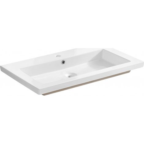 Vasque à encastrer en céramique - L 101 x P 46 x H 14 cm - Blanc - Livraison gratuite (1/3)