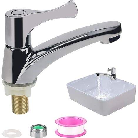 Petit robinet WC pour invités - Acier inoxydable - eau froid (1/5)