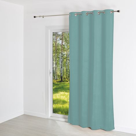 Rideau uni en suédine - Effet daim et velours Turquoise 140x260 cm