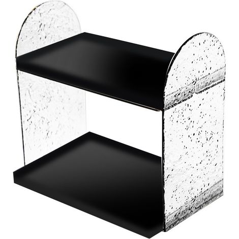 Range-bureau 2 niveaux transparent, organiseur de rangement double couche, support de bureau pour fournitures et cosmétiques, noir transparent (1/5)