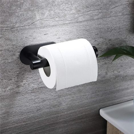 (2 noirs) Porte-essuie-tout adhésif pour la cuisine, distributeur de papier toilette, rangement pour armoire, porte-serviettes, accessoires de salle de bain (1/5)