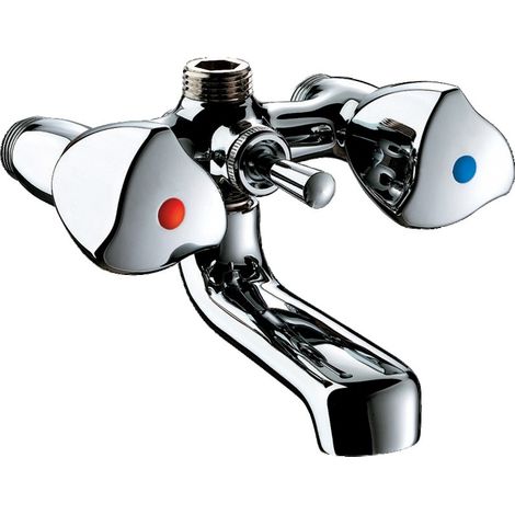 Delabie – Mélangeur bain douche mural 110mm – Laiton chromé – Bec fixe brise-jet – Têtes à clapet Long-Life – Installation facile