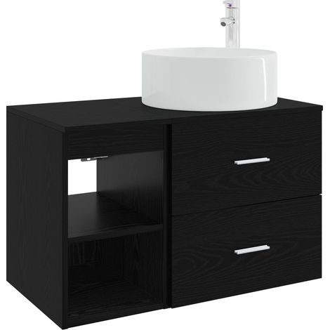 Badezimmermöbel-Set 2 pcs Schwarze Eiche Holzwerkstoff vidaXL