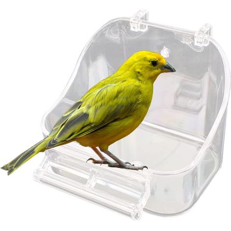 Bain d'oiseaux pour cage - Bain d'oiseaux multifonctionnel suspendu pour perroquet, boîte de douche et mangeoire blanche (1/5)