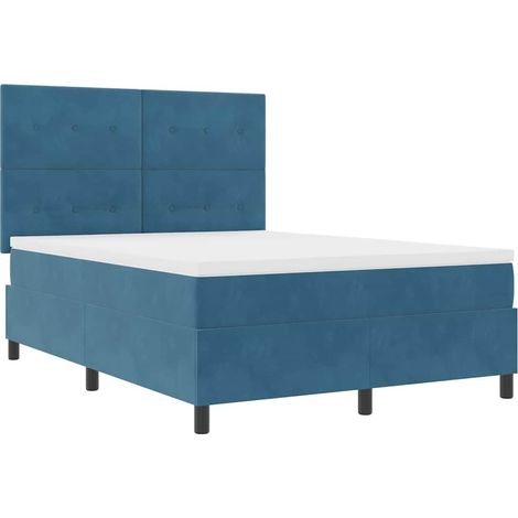 Maison Exclusive - Letto a Sorgente LED Blu Scuro 140 x 200 cm Velluto