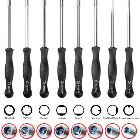 8pcs Tournevis Outil De Réglage De Carburateur Simple D Double D Hexagone Hex Socket Kit Set (1/5)