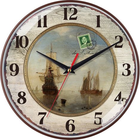 Motif bambou dans le salon et horloge silencieuse, design moderne avec veinage bois (1/4)