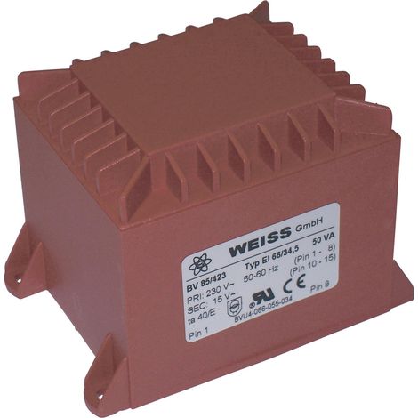 Weiss Elektrotechnik 85/423 Printtransformator 1 x 230 V 1 x 15 V/AC 50 VA 3.34 A (1/2)