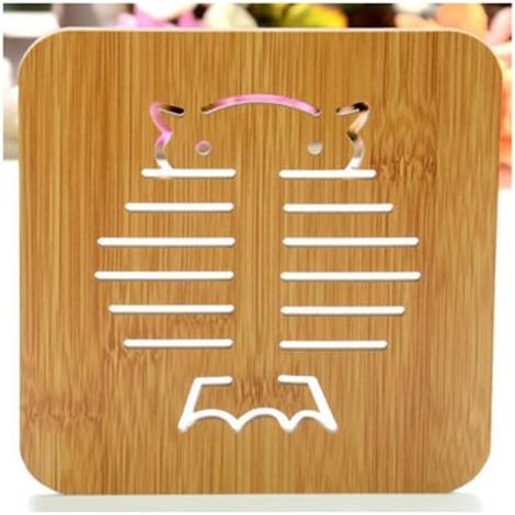 Hitzebeständige Holz-Tischsets mit Eulenmotiv – Rutschfeste Topfuntersetzer, originelle und niedliche Untersetzer (Eule) – 6er-Set (1/5)