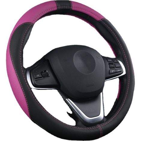 Funda de volante de cuero suave de 15 pulgadas: agradable al tacto, superficie que absorbe el sudor, anillo interior de goma. (1/5)