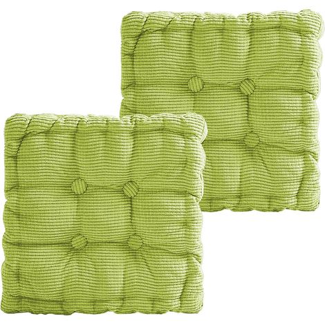 Lot de 2 Coussins de Sol, 40 x 40 cm, Coussin de Matelas épais de 8 cm, Coussin de Sol pour Chaise de Jardin, Cuisine ou Salle à Manger, pour l'intérieur et l'extérieur, Vert