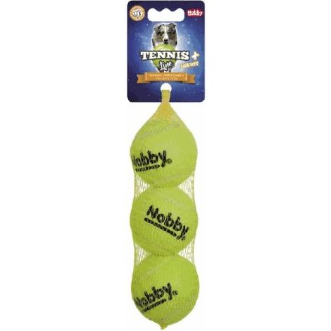 Nobby Tennisball mit Squeaker M 6,5 cm 3er Netz Ball