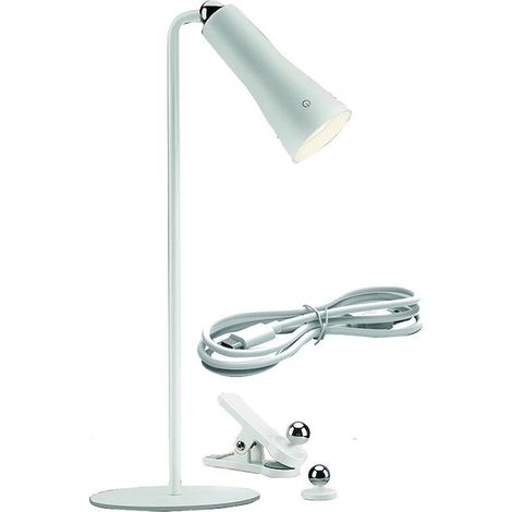 Vigor 3428340 Sophia Lampada da Tavolo LED 4in1 130 lm 2 W 3 Intensita' Ricaricabile USB colore Bianco (1/2)