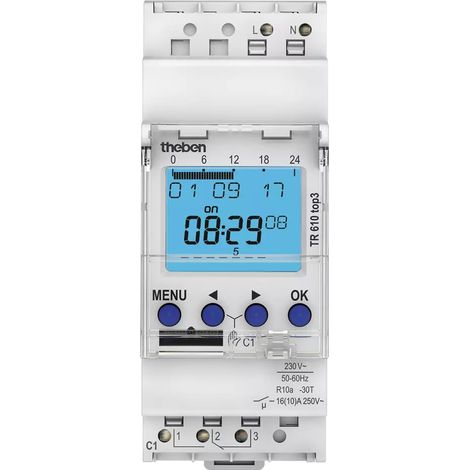 interrupteur horaire - digital - 24h / 7j - 2 modules - 1 contact - 230v - theben 6100403 (1/3)