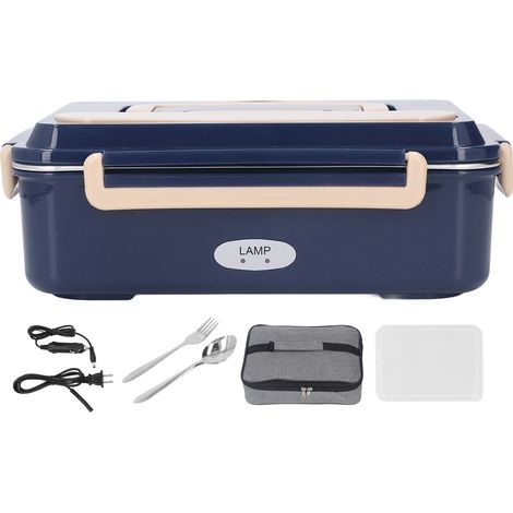 Boîte à déjeuner chauffante électrique 304 acier inoxydable sans eau, fraîcheur durable, poignée portable, 2 compartiments, prise US 110V (1/5)