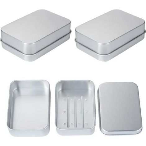 3 Pièces Boîte à Savon en Aluminium,Boîtes à Savon en Aluminium avec égouttoir,Boite Savon Voyage pour Stocker du Savon à la Maison (1/4)