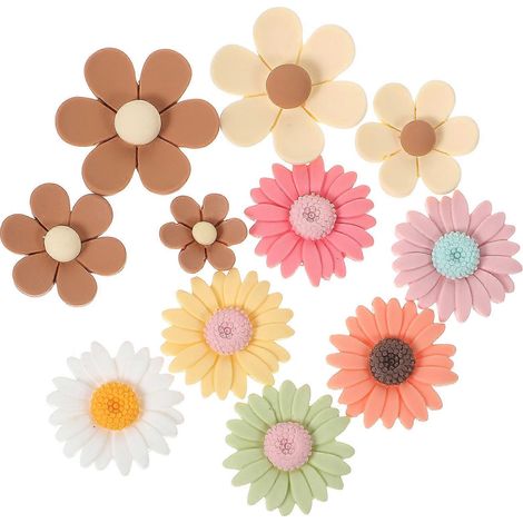 Lot de 12 aimants décoratifs en forme de fleurs pour réfrigérateur, voiture ou tableau blanc.