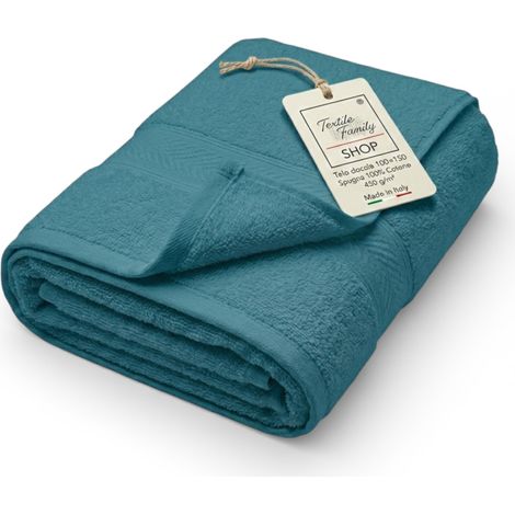 Telo Doccia Petrolio 100x150 in Spugna 100% Cotone 450 g/m² Made in Italy