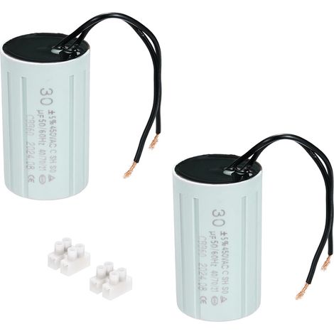 CBB60 Condensateur 30uF Condensateur de Démarrage, AC 450V 2 Fils 50/60Hz Cylindre 70x41mm pour Pompes à Eau Démarrage du Moteur de Lave-Linge,2Set (1/5)