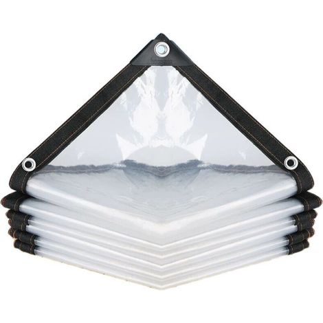 [JAMAIS UTILISÉ]Bâche imperméable Transparente avec œillets-pour Meubles de Jardin-Utilisable en extérieur-Imperméable à la Pluie-Isolation des Plantes-Résistant à la poussière-avec Cordon de Serrage  (1/4)