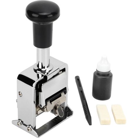 Tampon Numéroteur Portable 6 Chiffres Automatique Auto-Encreur, Boîtier en Alliage de Zinc, Outil de Numérotation pour Comptabilité (1/5)