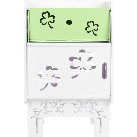 Table de chevet Blanc Moderne Bois-plastique Imperméable 30x36x56cm Rangement Pratique (1/5)