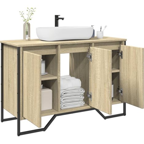 Waschbeckenunterschrank Sonoma-Eiche 91x35x60 cm Holzwerkstoff