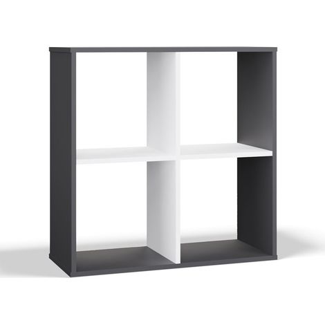 MARION - Scaffale funzionale libreria camera da letto/ufficio/soggiorno - Dimensioni: 75x75x30 - Antracite e bianco (1/5)