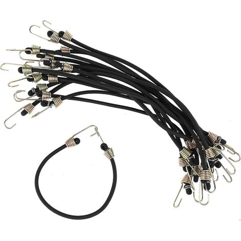 Confezione da 15 piccole corde elastiche con ganci, corde elastiche da 9 pollici con ganci in acciaio inossidabile, mini corde elastiche in gomma per campeggio, tende, teloni per motociclette, carico 