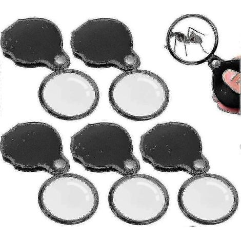 Lot de 5 loupes de poche pliables, mini loupes de poche, grossissement 10x (1/5)