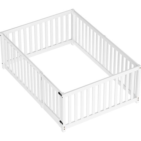 Cama infantil Montessori 140 x 200 blanca con barrera y puerta, HOMVRA (1/5)