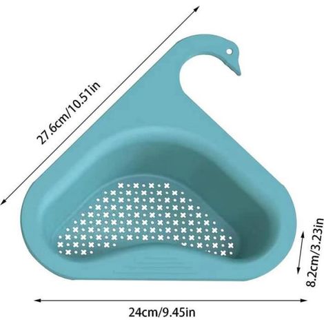 1pc Panier de vidange d evier de cuisine en forme de cygne-Pour évier de cuisine kitchen sink drain basket swan drain rack-bleu (1/4)