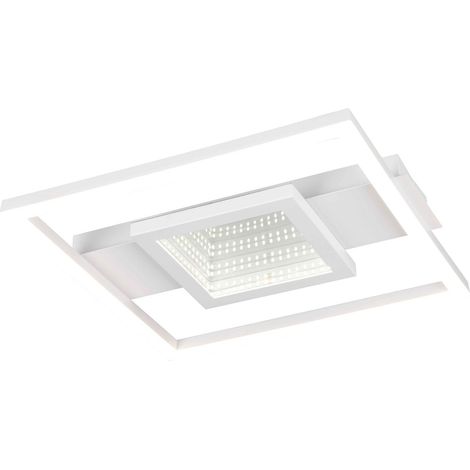Plafoniera LED quadrata, metallo, bianco, 35x35 cm, Wheeler (1/4)
