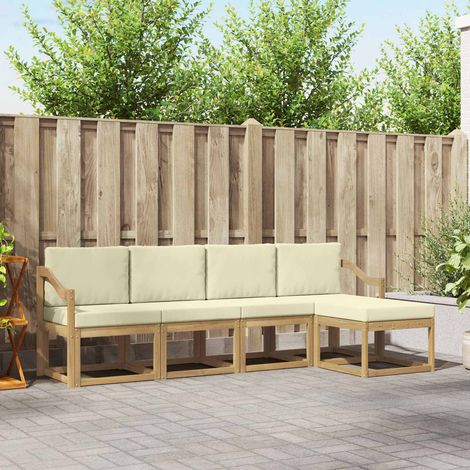 vidaXL Outdoor-Sofagarnitur mit Kissen 5 pcs Weiß und Creme (1/5)