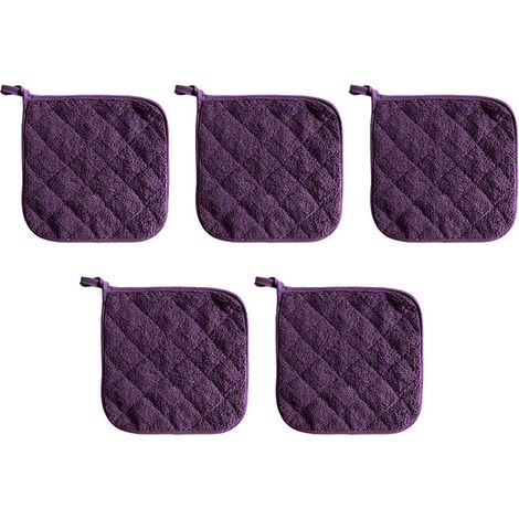 Lot de 5 maniques isolantes, gants de cuisine et dessous de plat - Violet