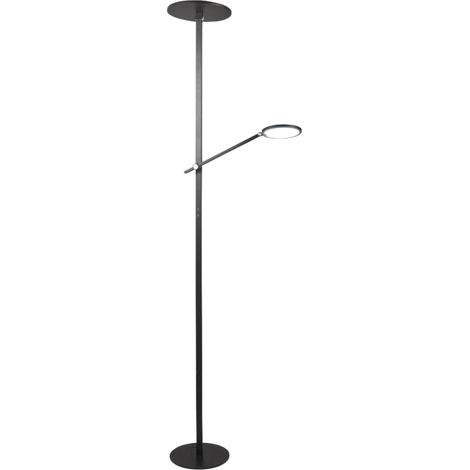 Regina - Lampadaire Led Noir En Métal H.180 Cm Fabas Luce - 2 Lumières De 36W Et 12W Avec Led Intégrée 3000K (1/4)