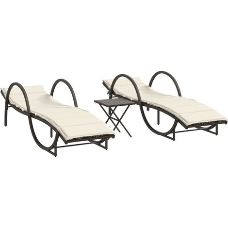 Maison Exclusive - Lettini Prendisole 2 pz con Tavolino Marrone in Polyrattan
