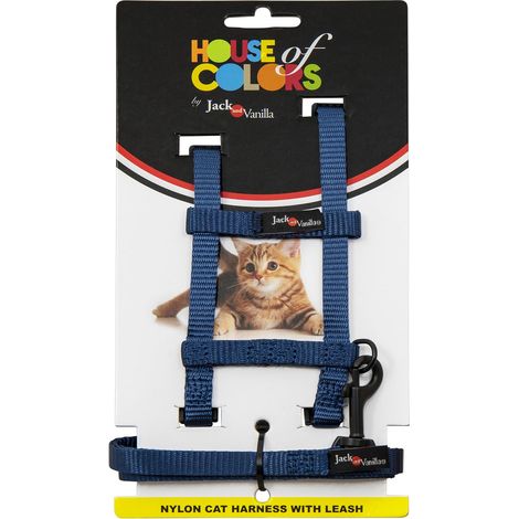 Harnais pour Chat Ergonomique avec Laisse, Nylon Durable, Ajustement Facile, Confort Optimal, Design Moderne, Couleur Bleue, Taille 10mm x 120cm, Modèle Nylon